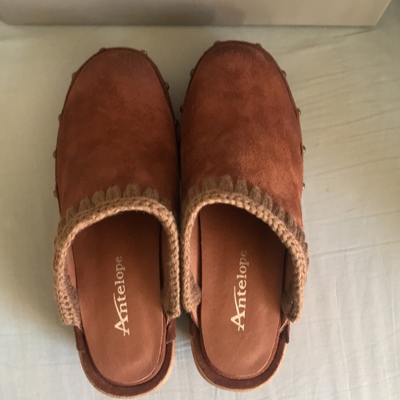 NWT Antelope Hedy brown suede leather slip on clogs Size 38/7 boho gypsy hippie - Picture 13 of 13